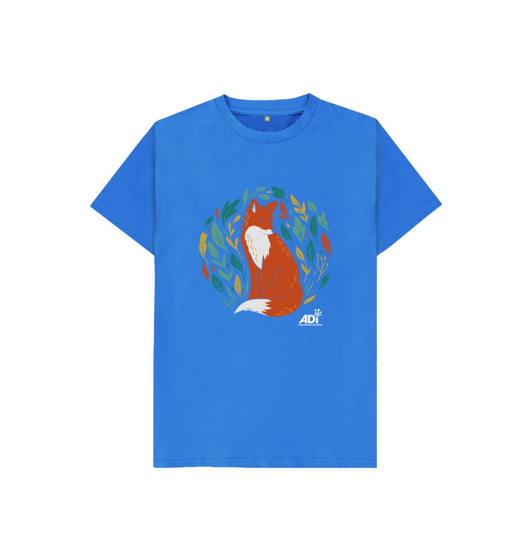 Bright Blue Autumn Fox Kids T-shirt