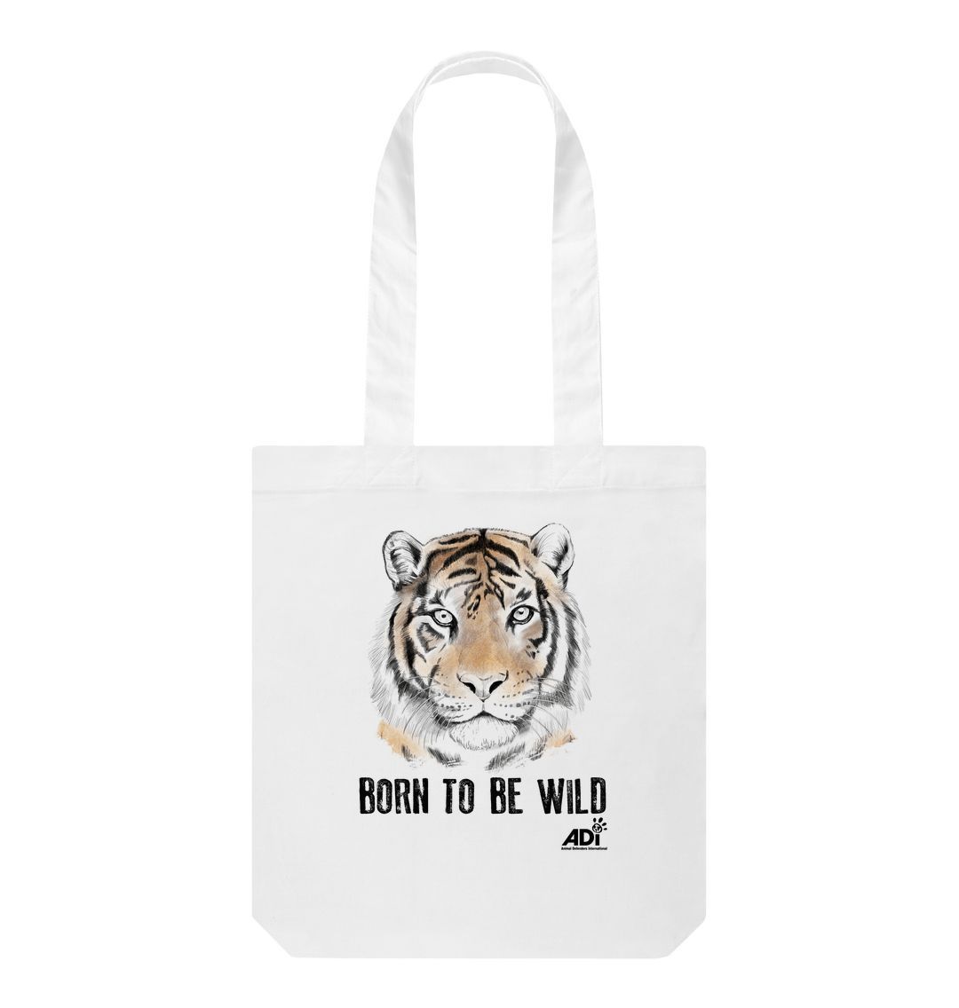 White Born To Be Wild Tote Bag