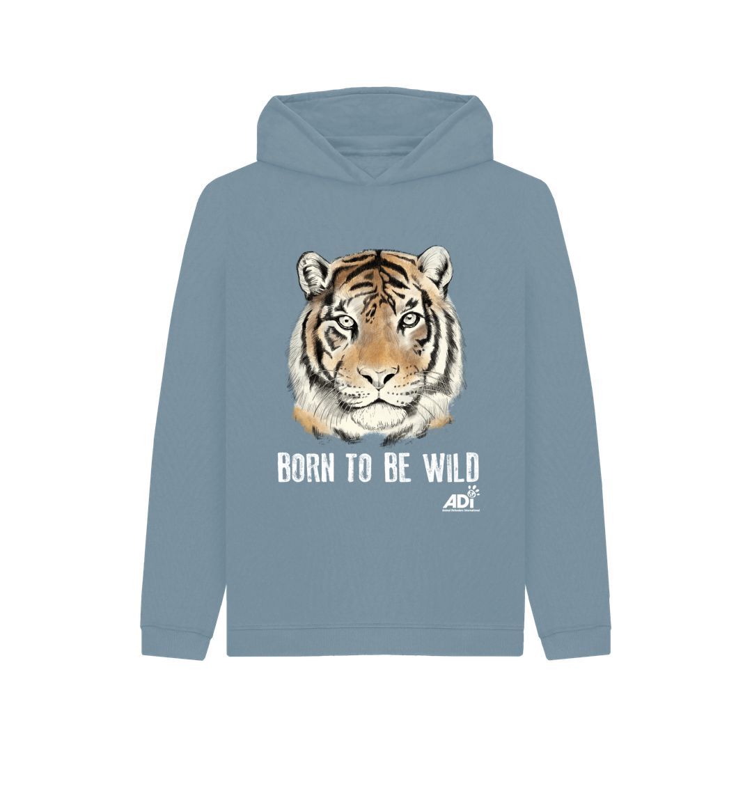 Stone Blue Born To Be Wild Dark Kids Hoody