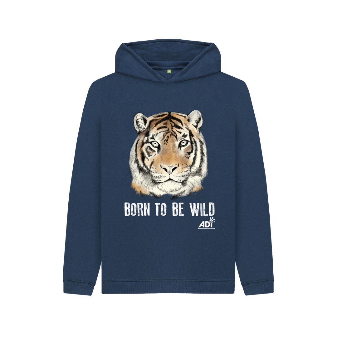 Navy Blue Born To Be Wild Dark Kids Hoody