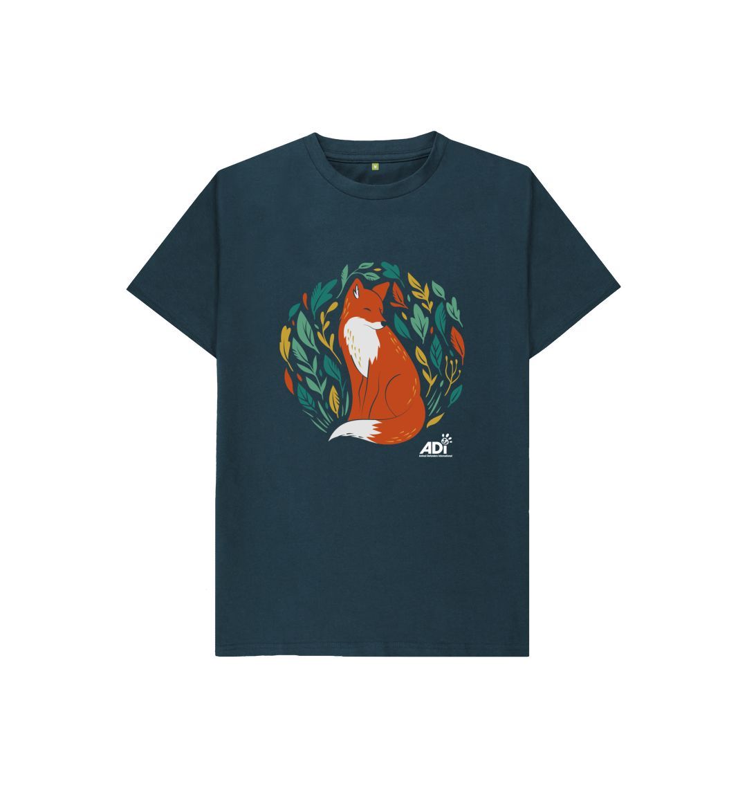 Denim Blue Autumn Fox Kids T-shirt