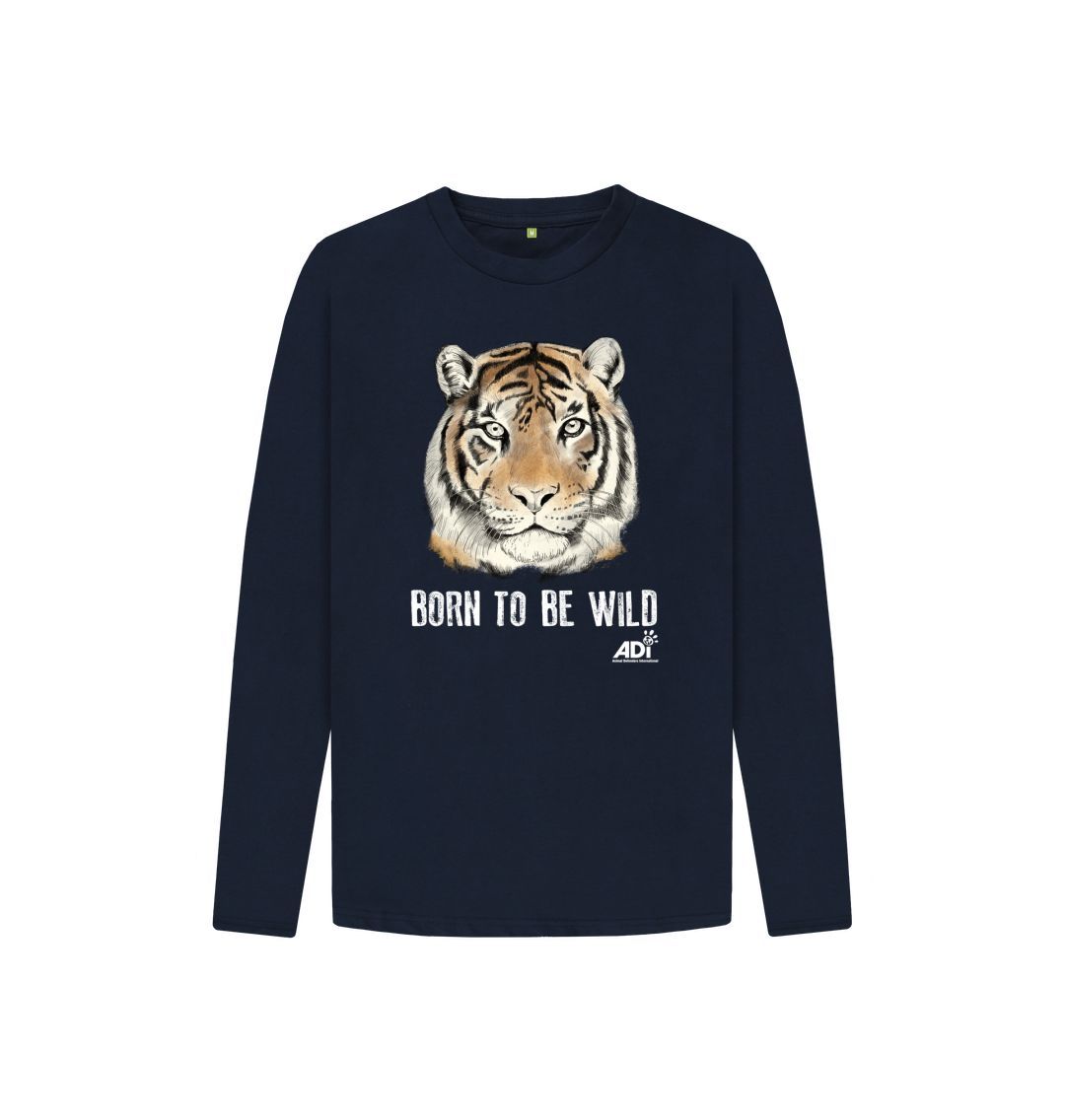 Navy Blue Born To Be Wild Dark Kids Long Sleeved T-shirt