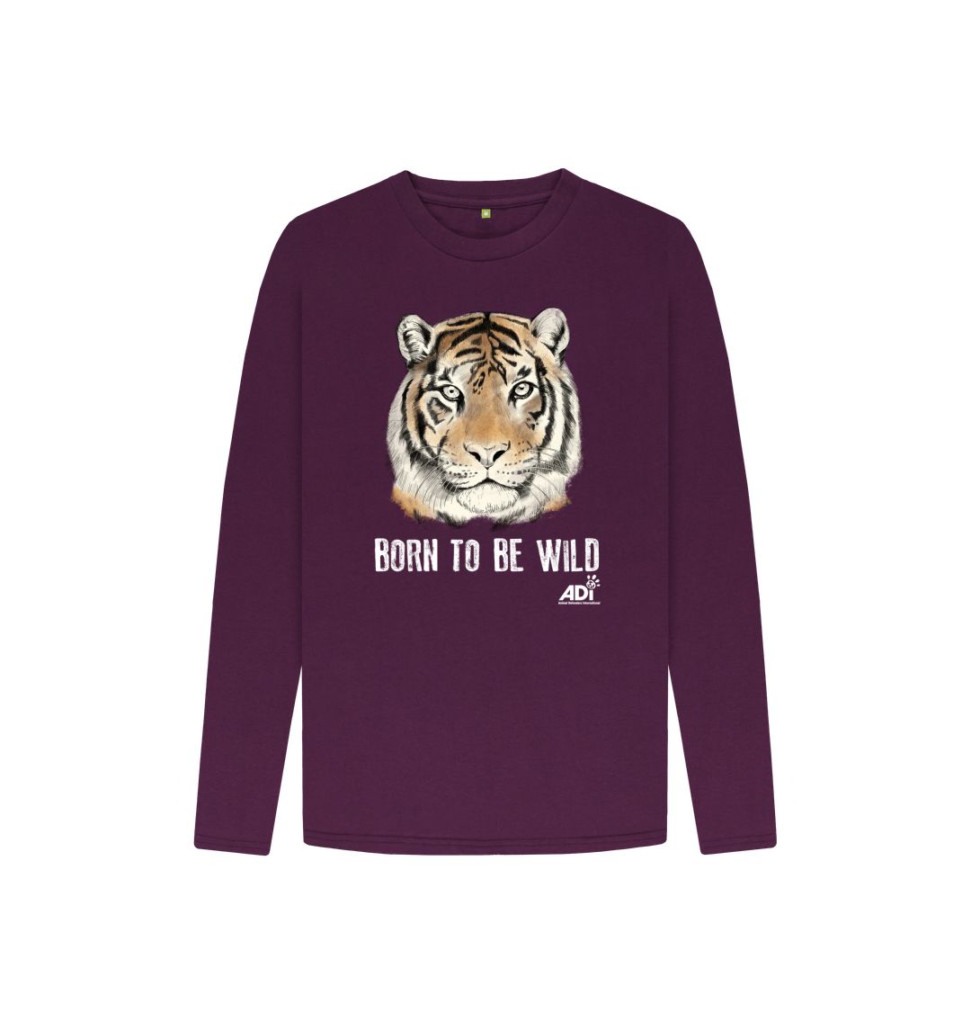 Purple Born To Be Wild Dark Kids Long Sleeved T-shirt