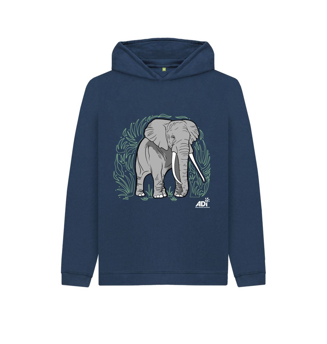 Navy Blue Elephant Kids Hoody