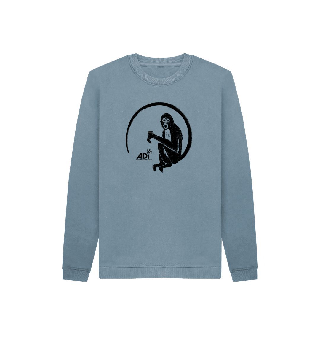 Stone Blue Spider Monkey Kids Sweatshirt