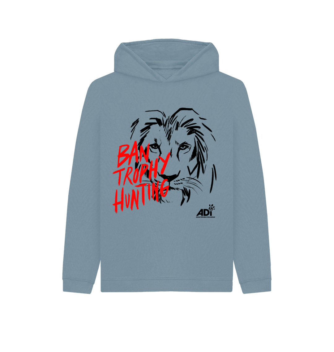 Stone Blue Printed Kids Hoodie Front
