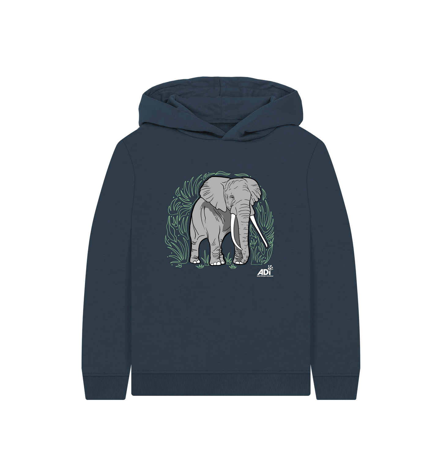 Navy Blue Printed Kids Hoodie Front