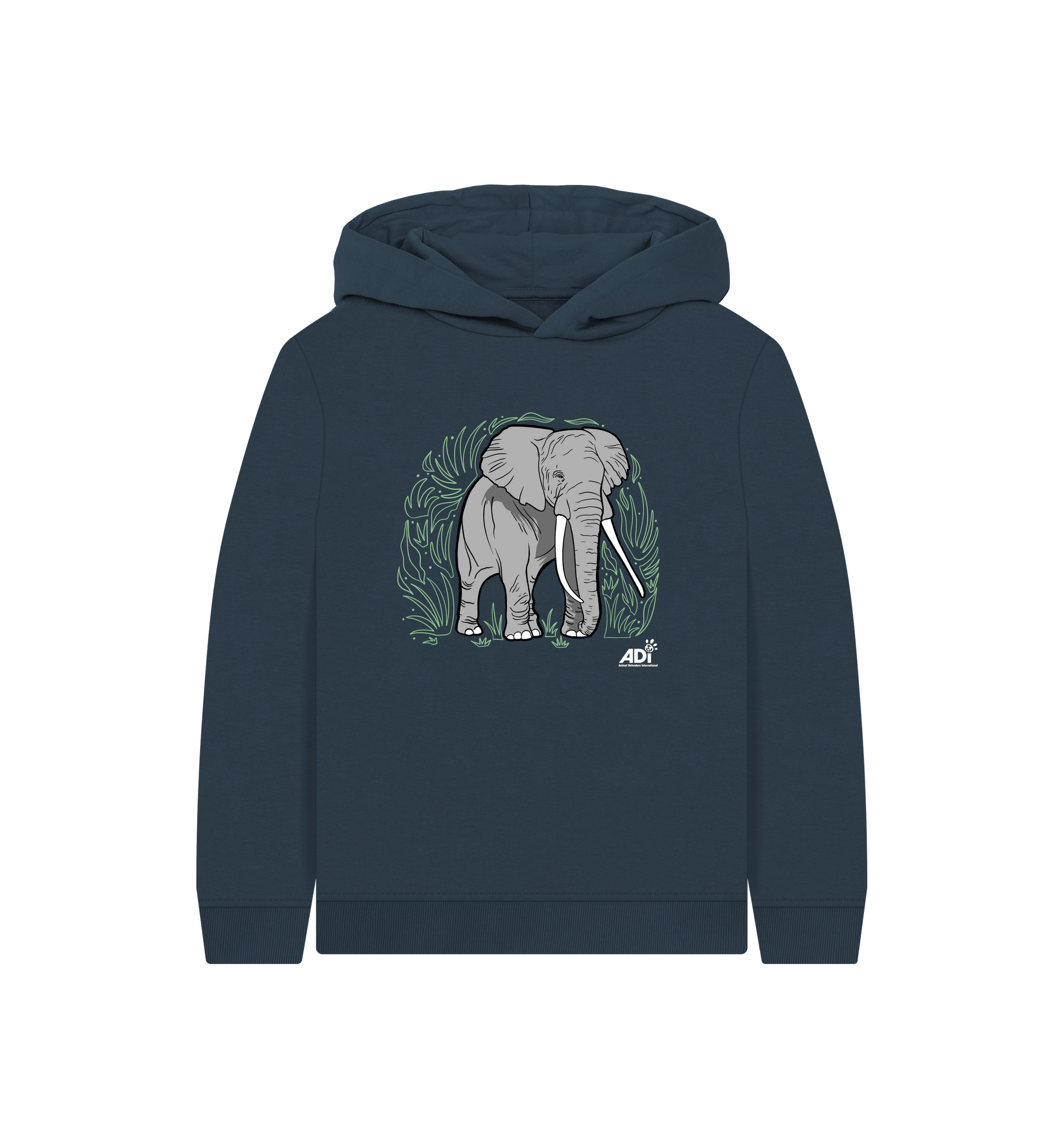 Navy Blue Printed Kids Hoodie Front