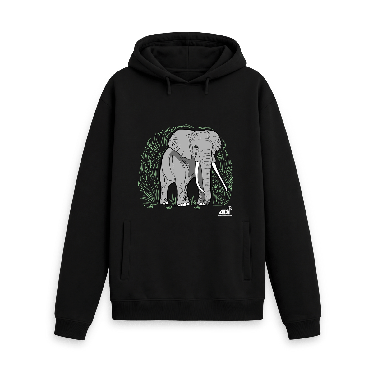 Black Printed Hoody Front