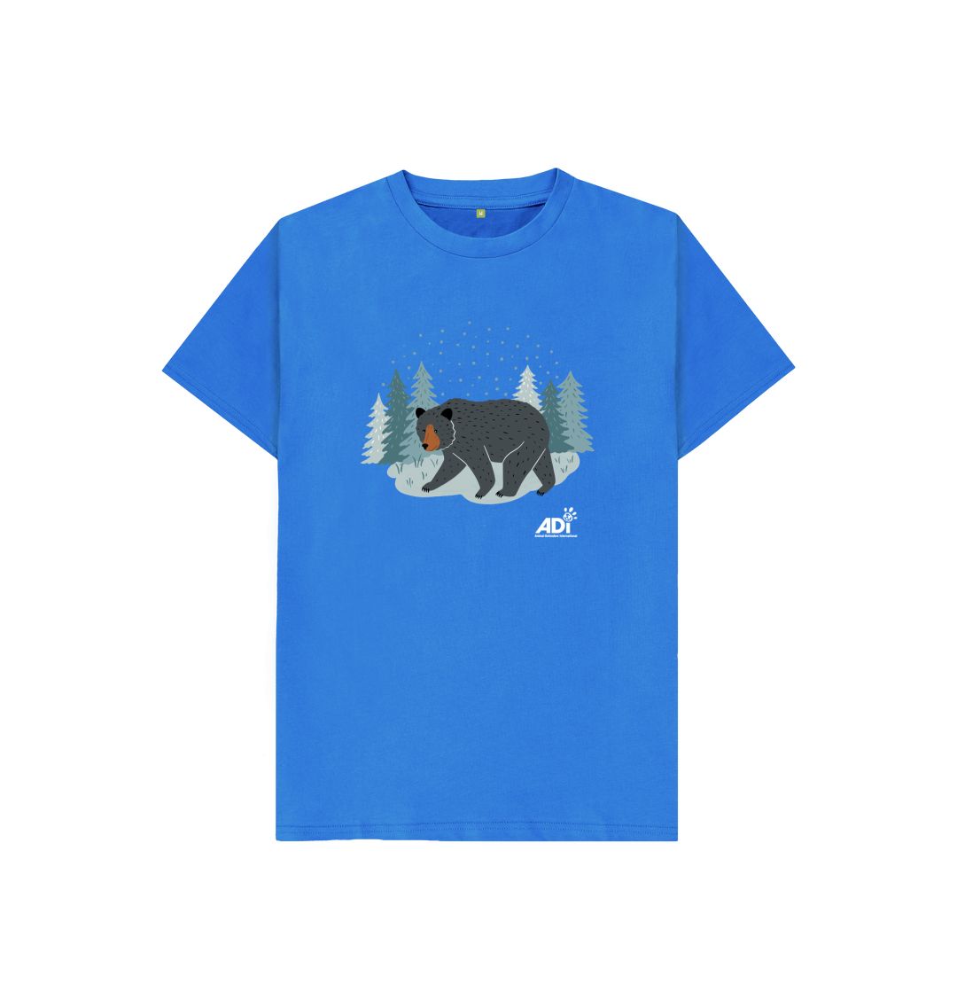 Bright Blue Winter Bear Kids T-shirt