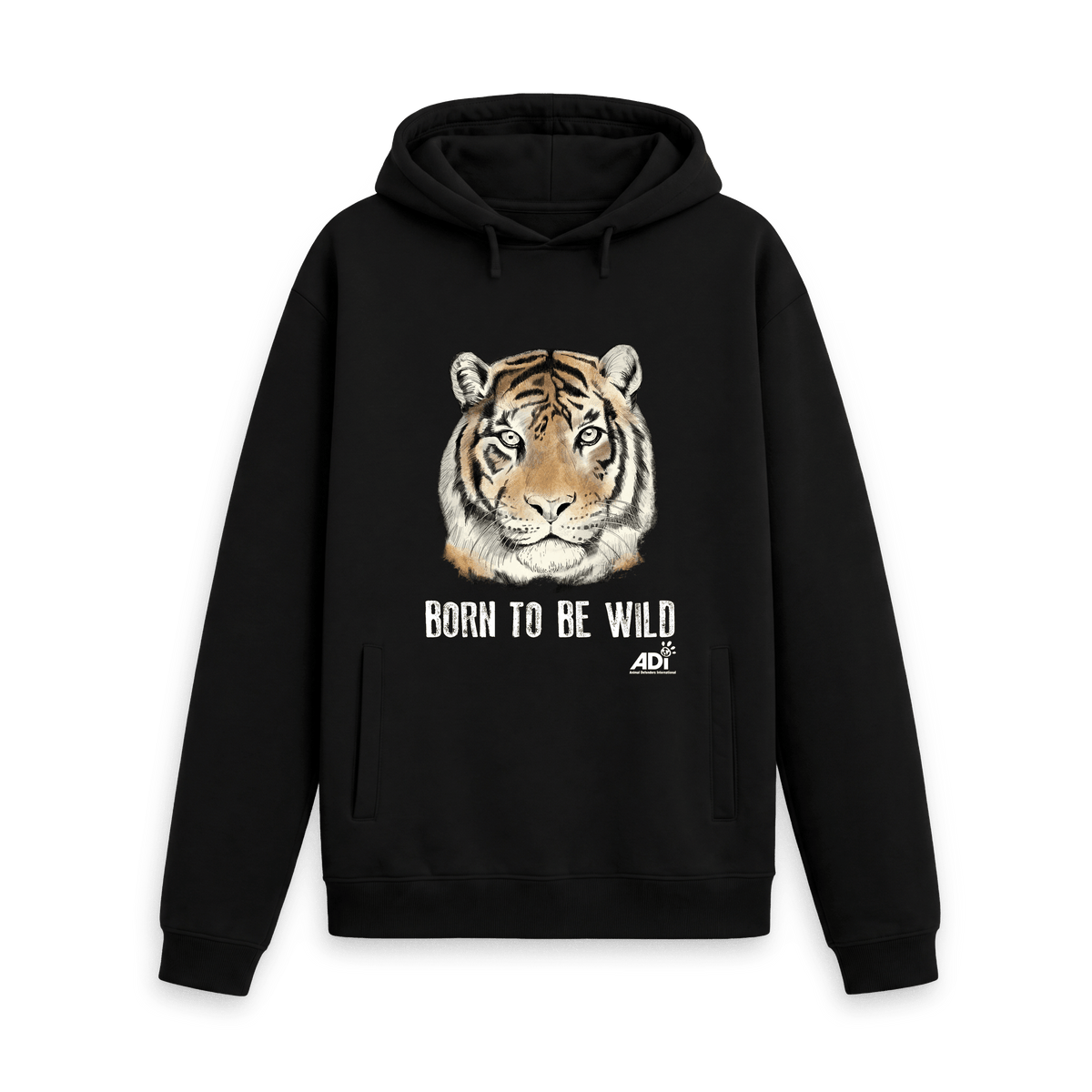 Black Printed Hoody Front