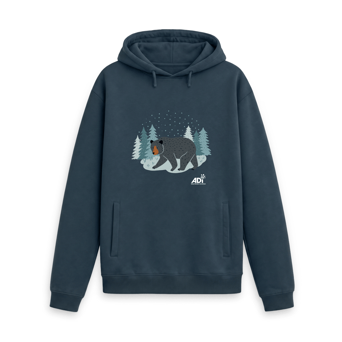 Navy Printed Hoody Front