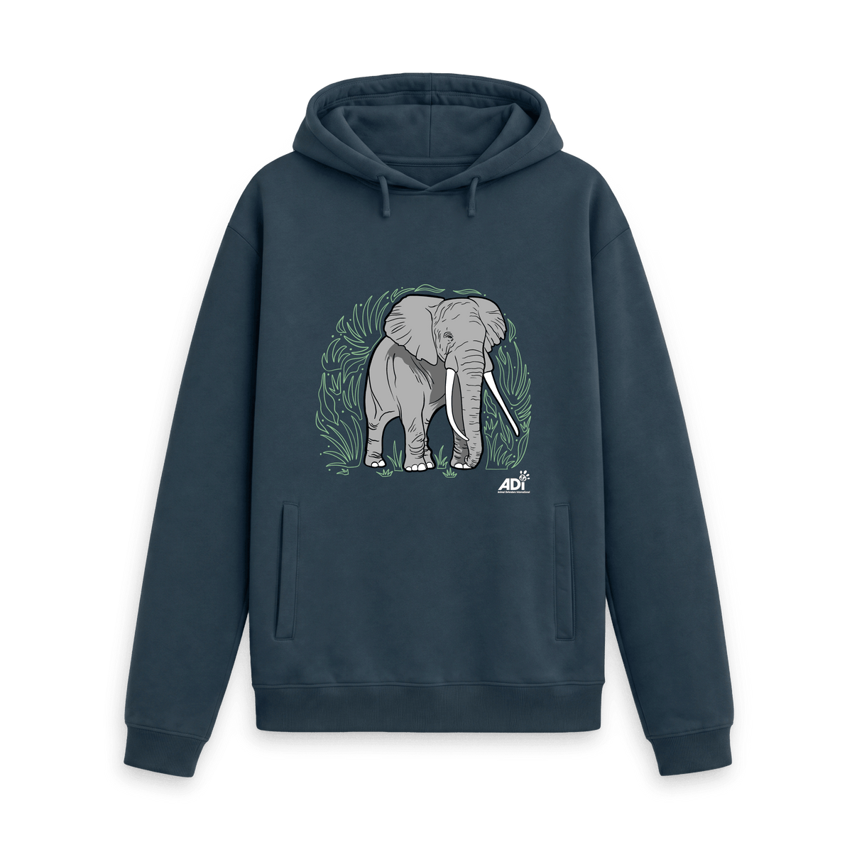 Navy Printed Hoody Front