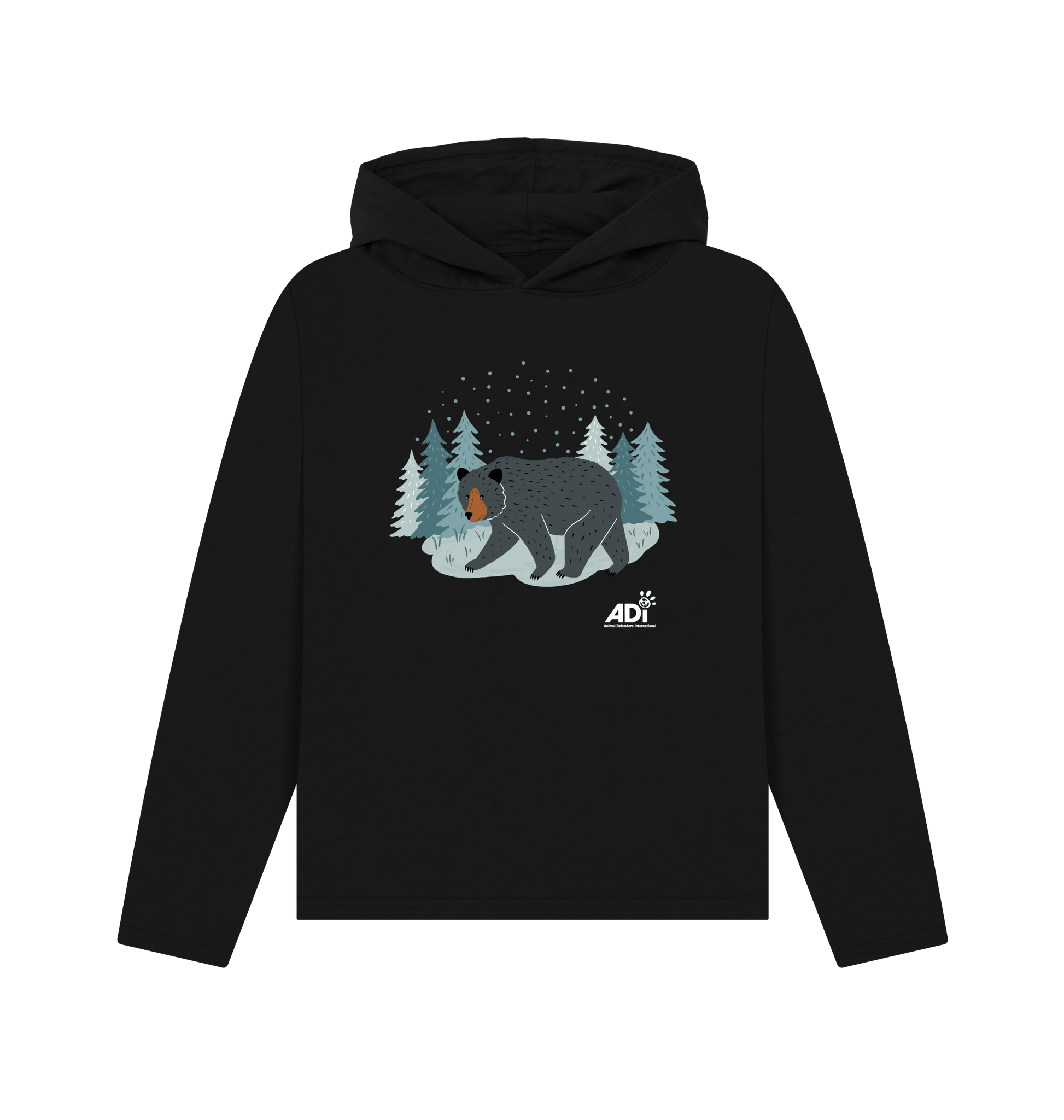 Black Printed Hoody Front