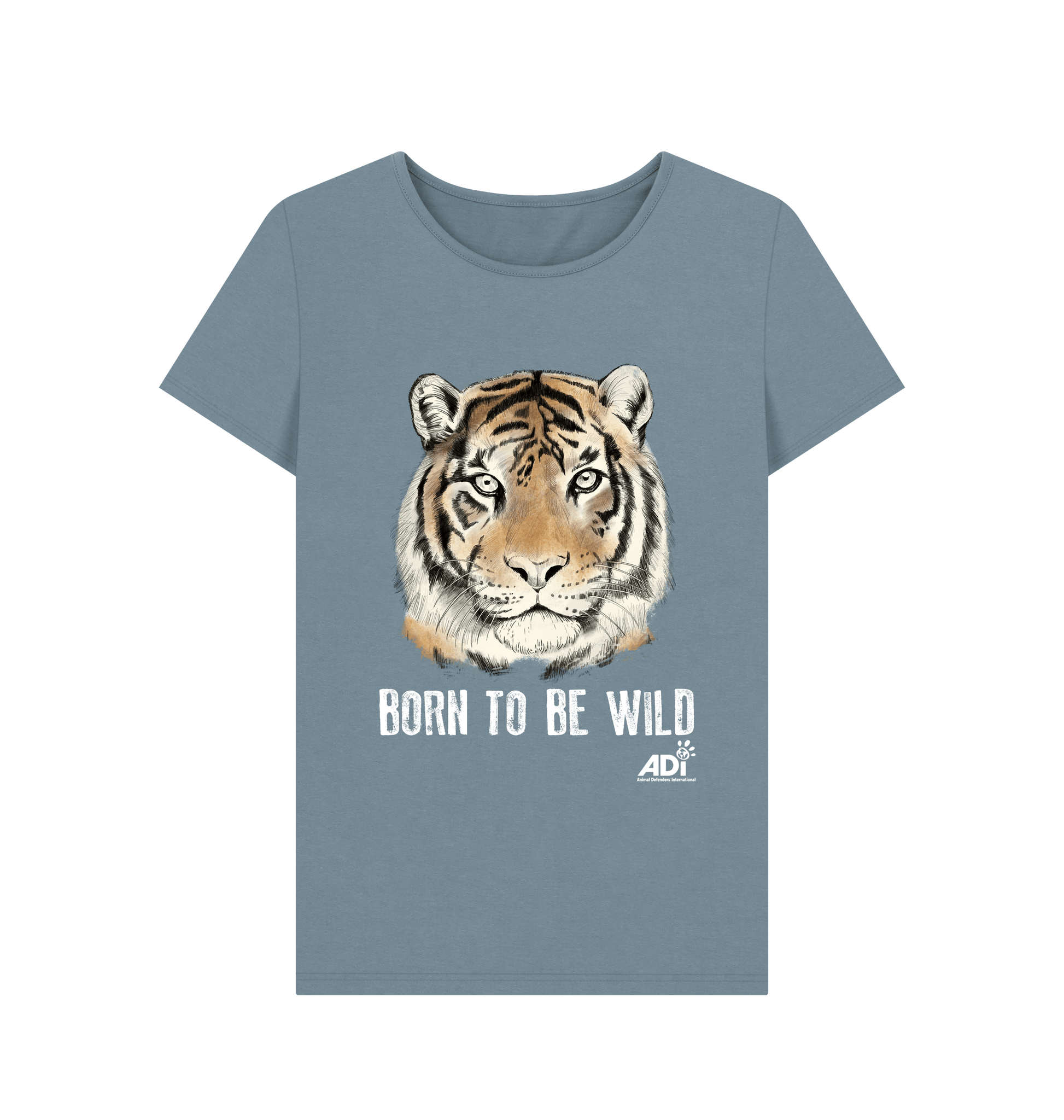Stone Blue Printed T-shirt Front
