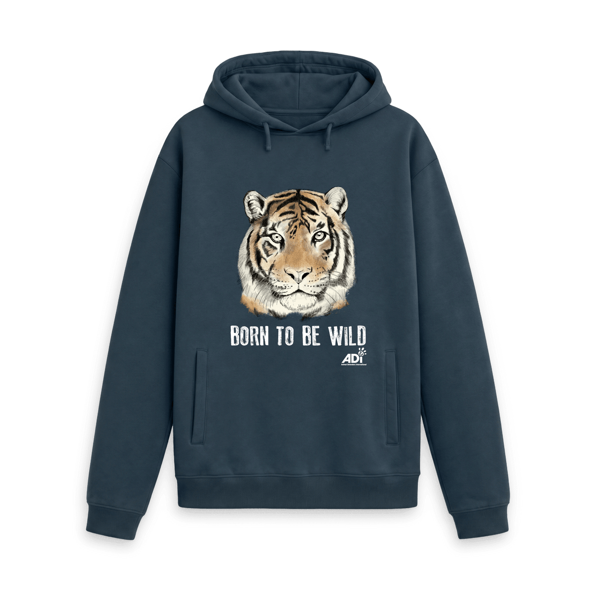Navy Printed Hoody Front