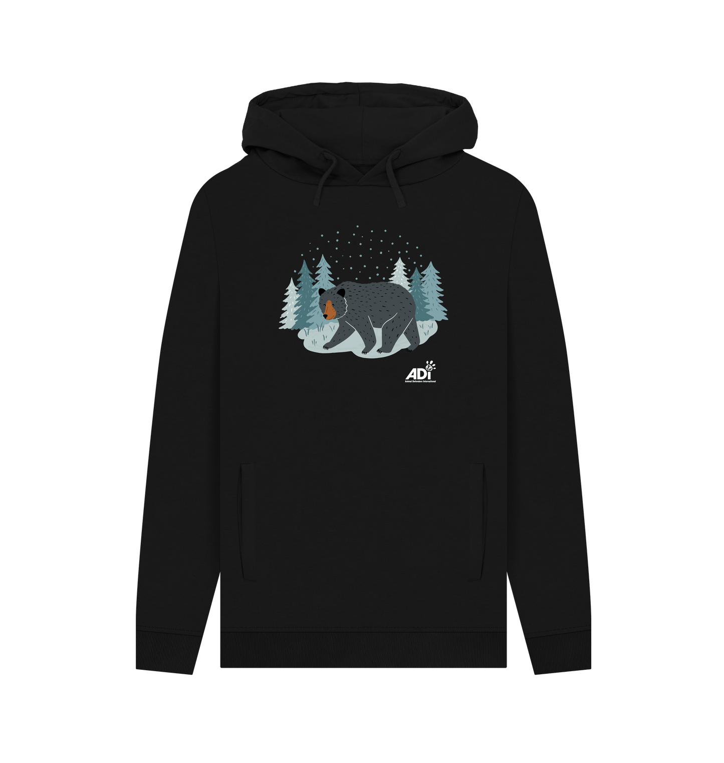 Black Printed Hoody Front