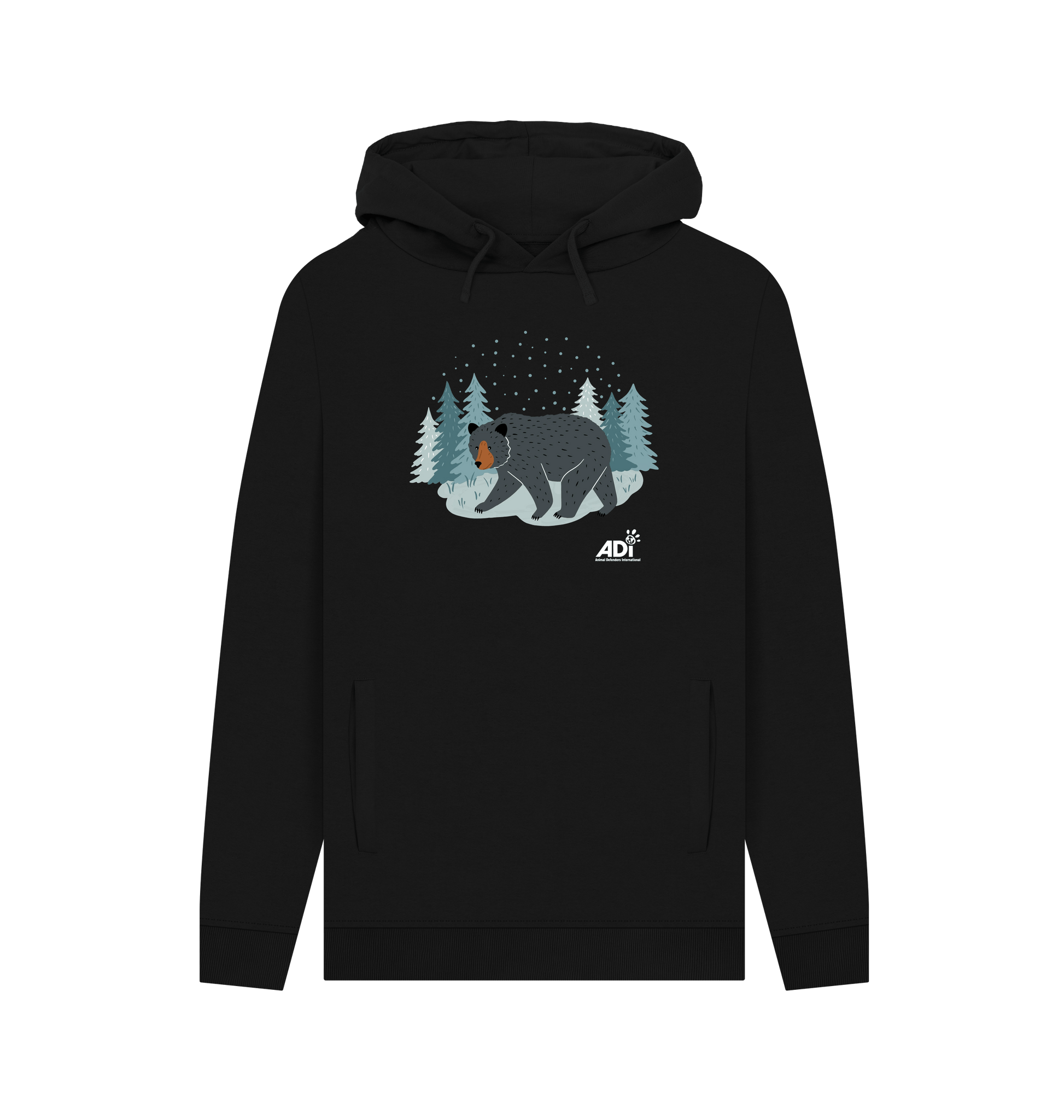 Black Printed Hoody Front