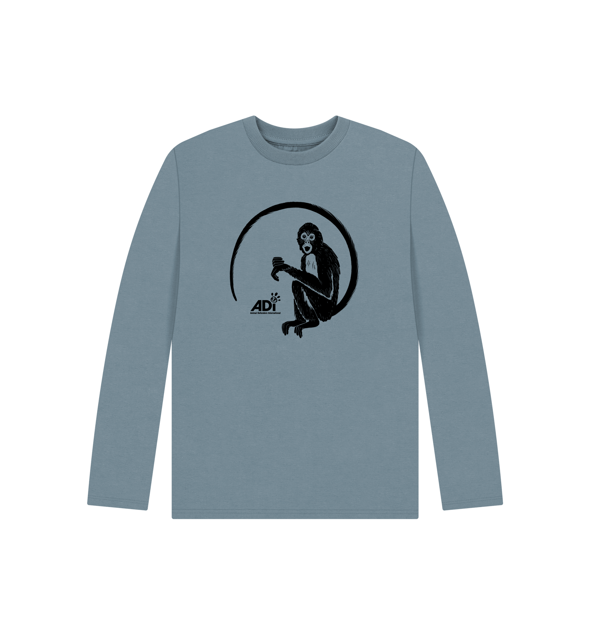 Stone Blue Printed Kids T-Shirt Front