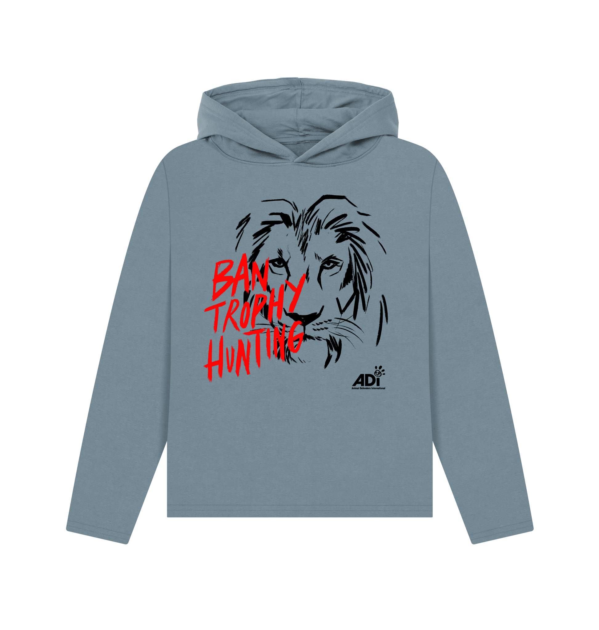 Stone Blue Printed Hoody Front