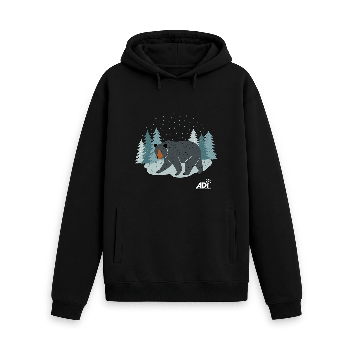 Black Printed Hoody Front