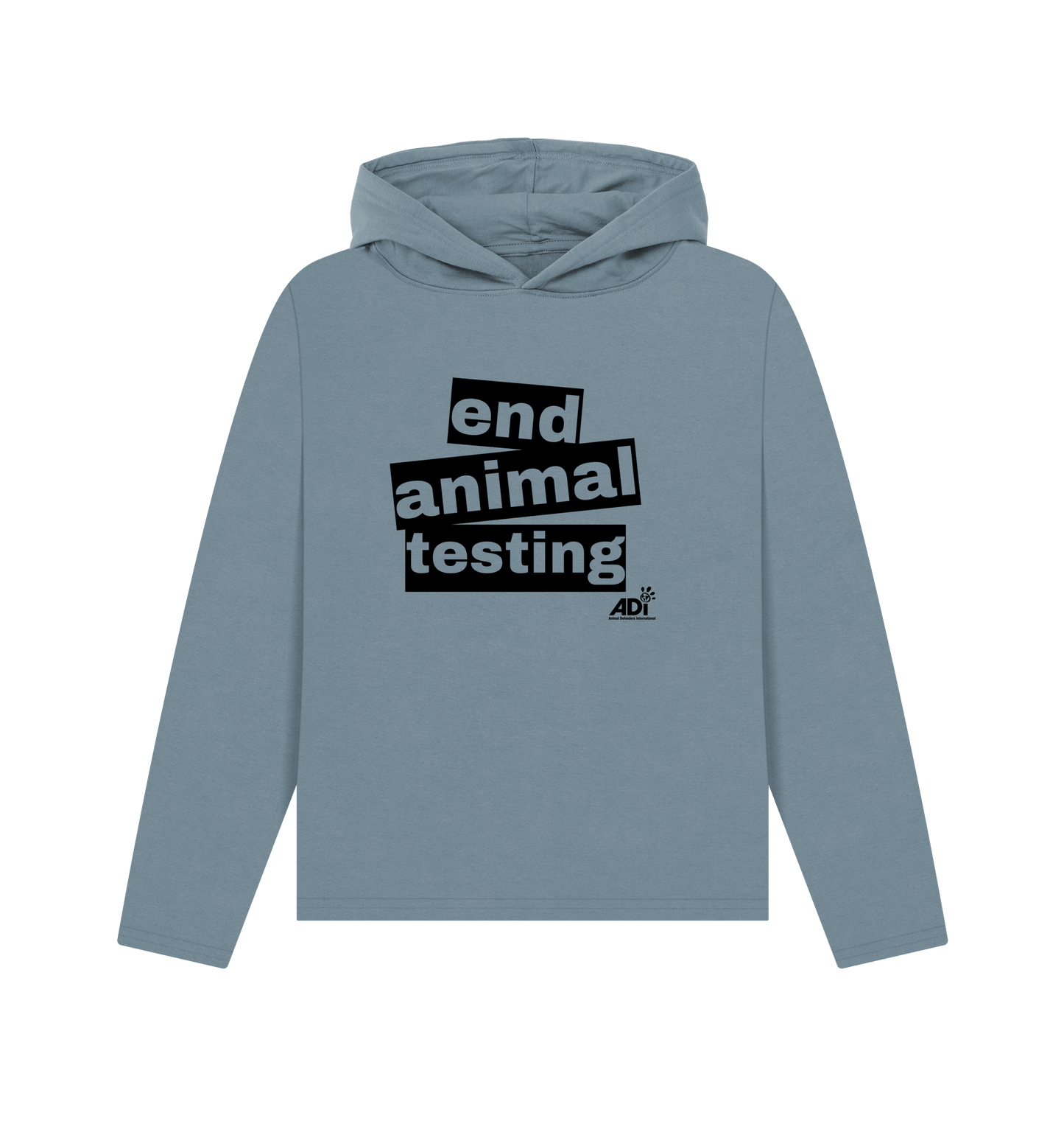 Stone Blue Printed Hoody Front