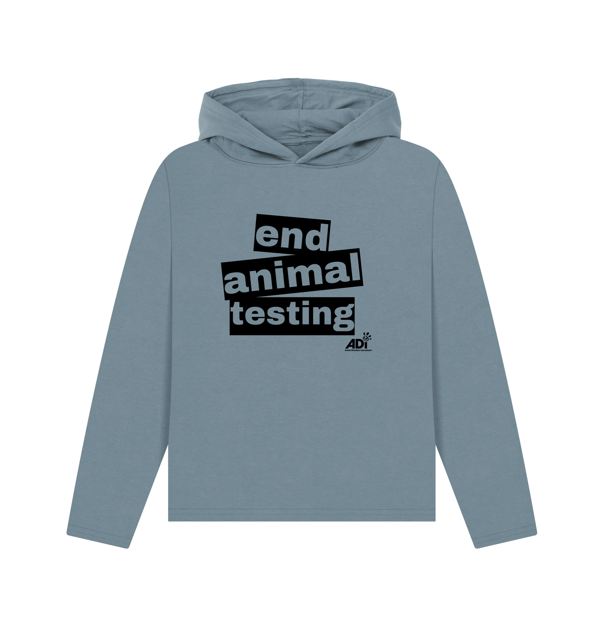 Stone Blue Printed Hoody Front