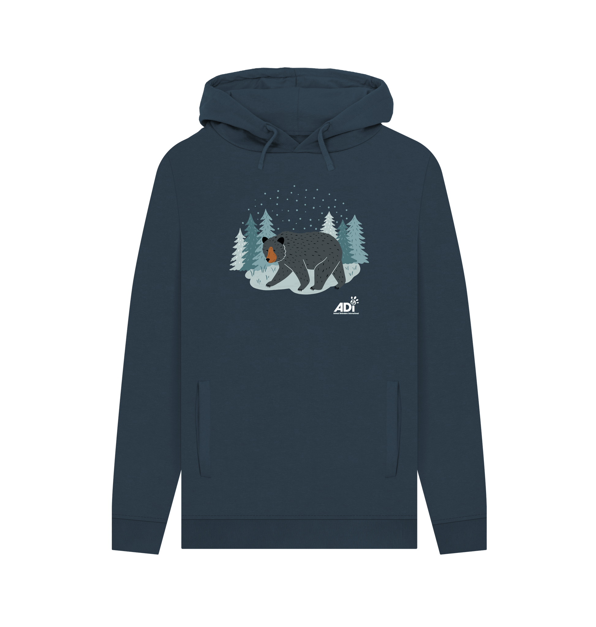 Navy Printed Hoody Front