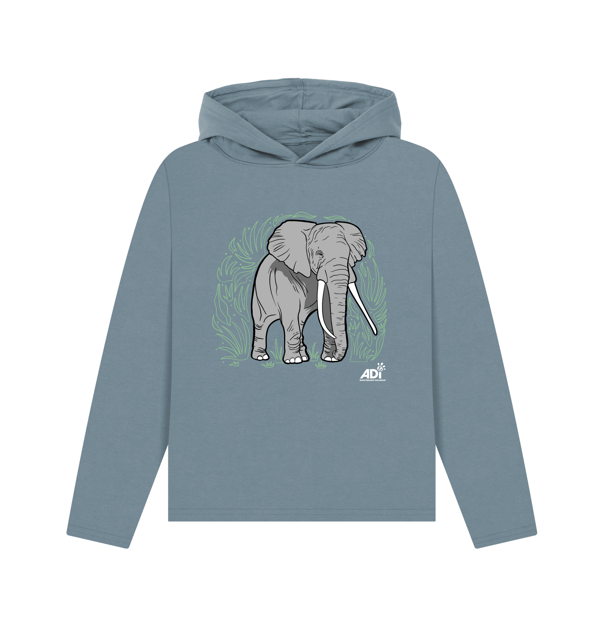 Stone Blue Printed Hoody Front