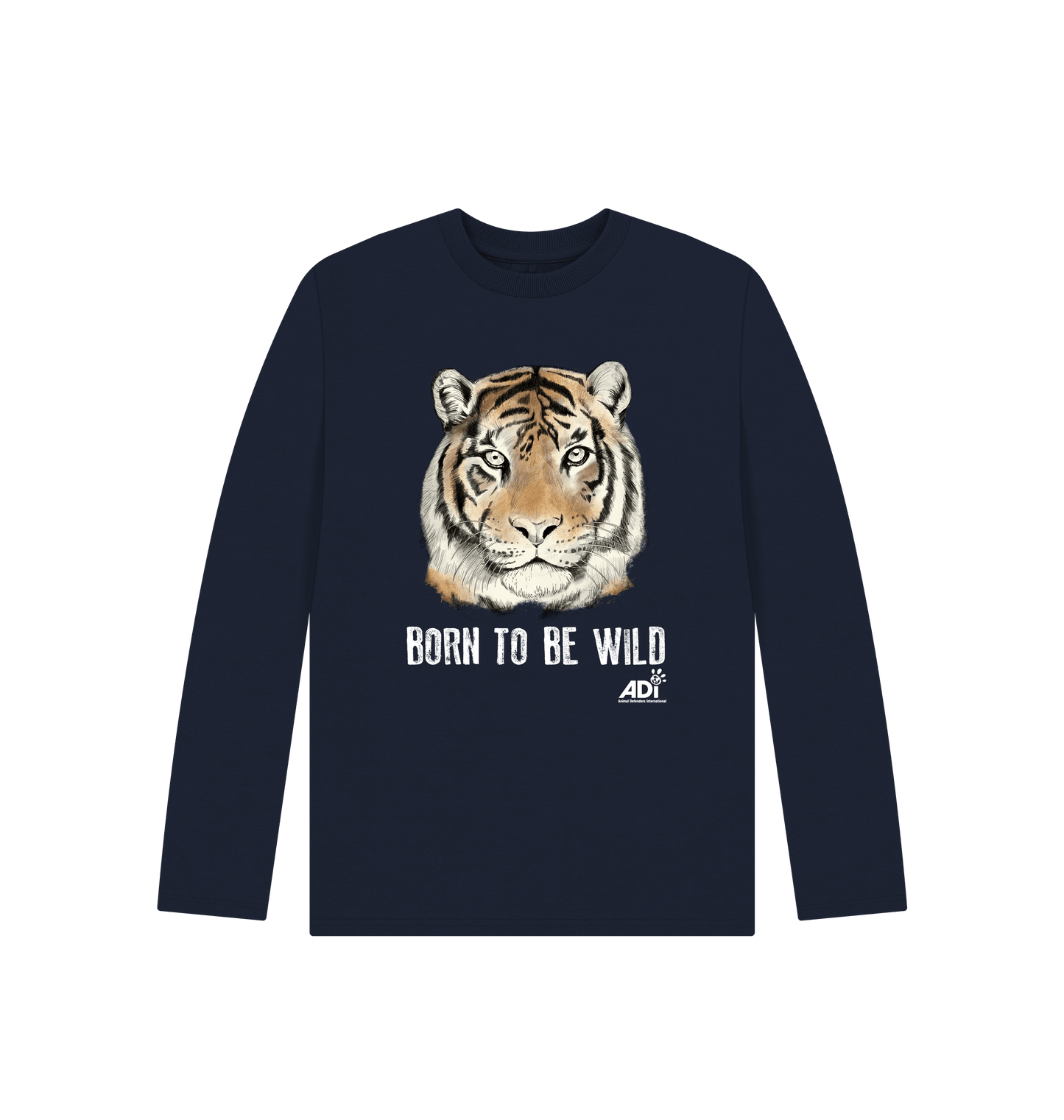 Navy Blue Printed Kids T-Shirt Front