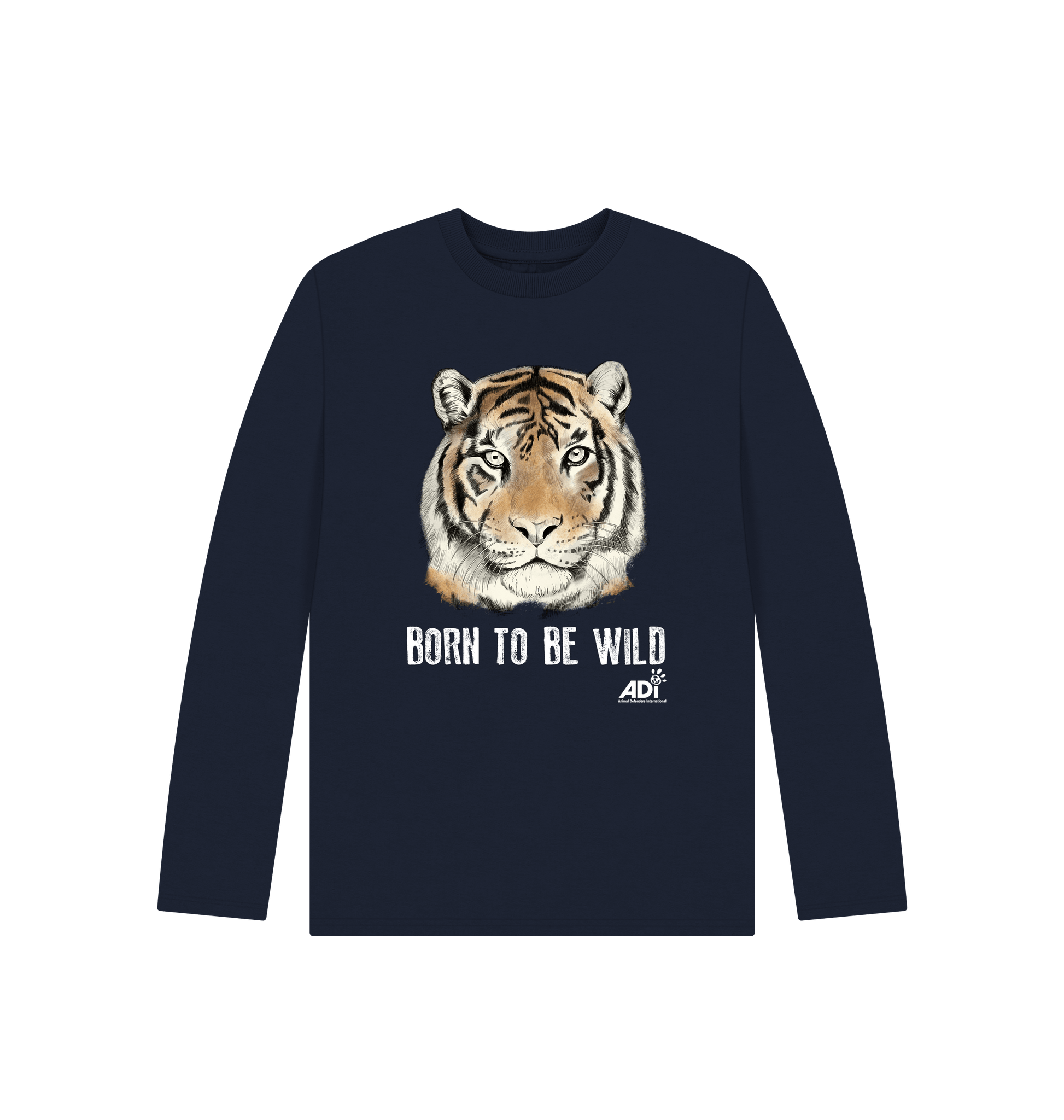 Navy Blue Printed Kids T-Shirt Front
