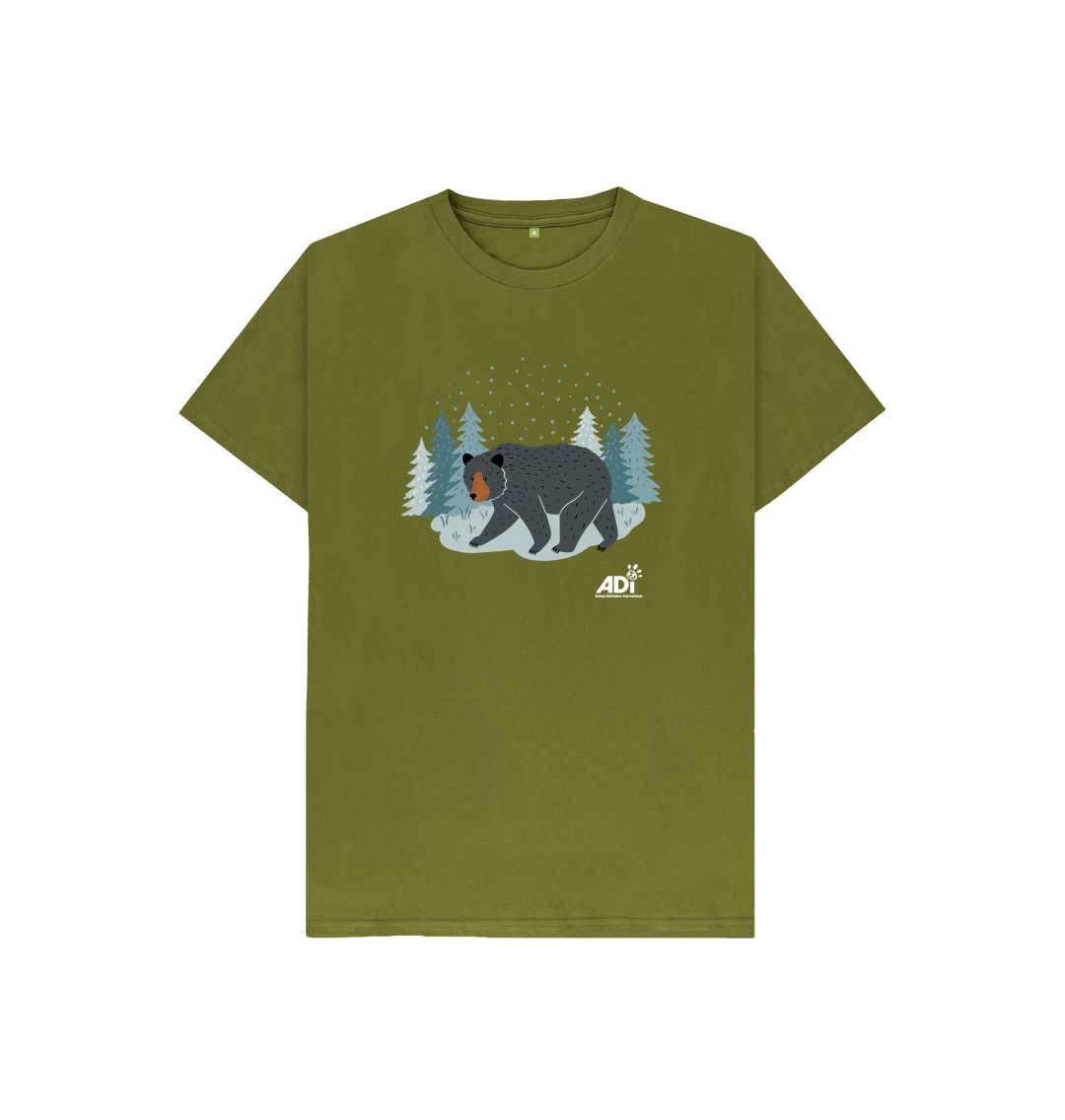 Moss Green Winter Bear Kids T-shirt