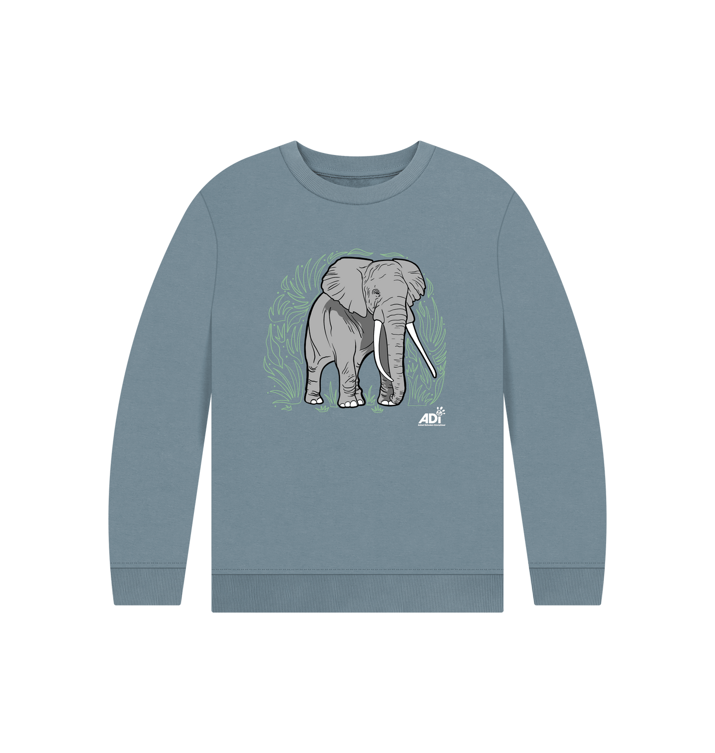 Stone Blue Printed Kids Jumper Front