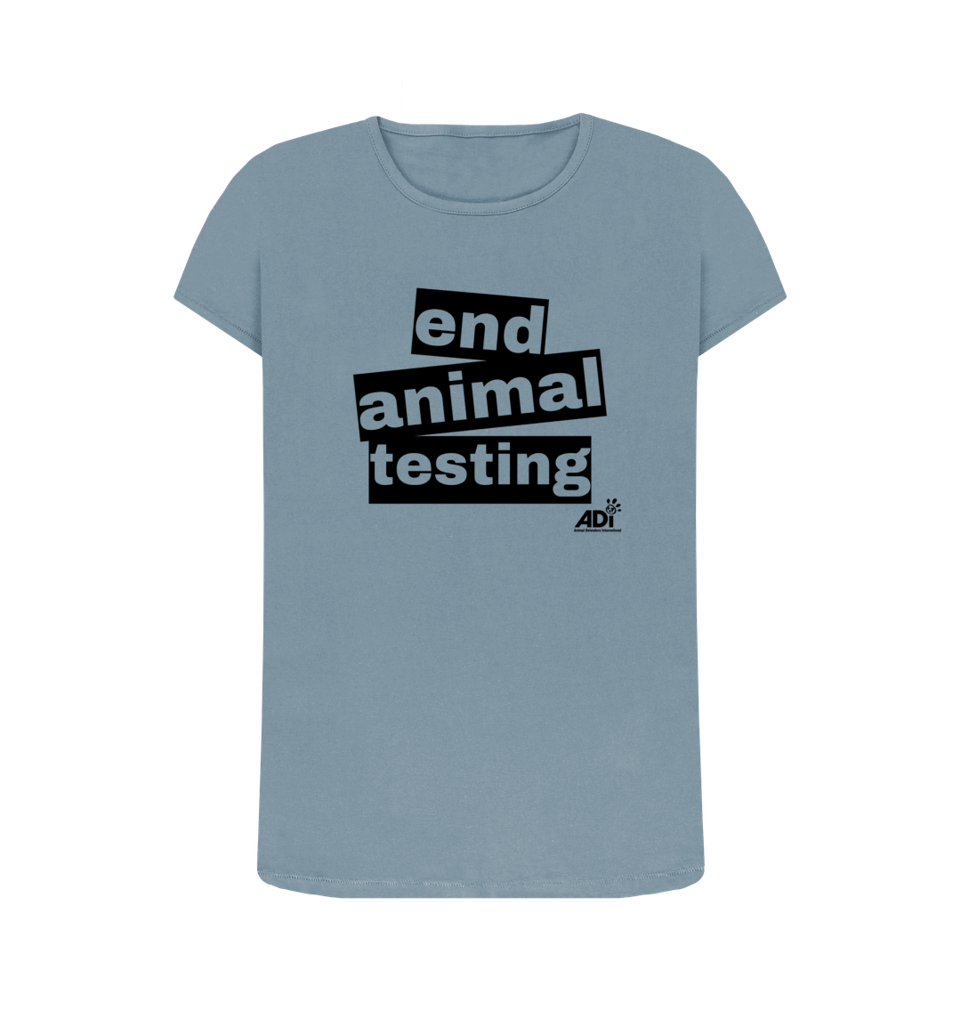 Stone Blue end animal testing women's crewneck t-shirt