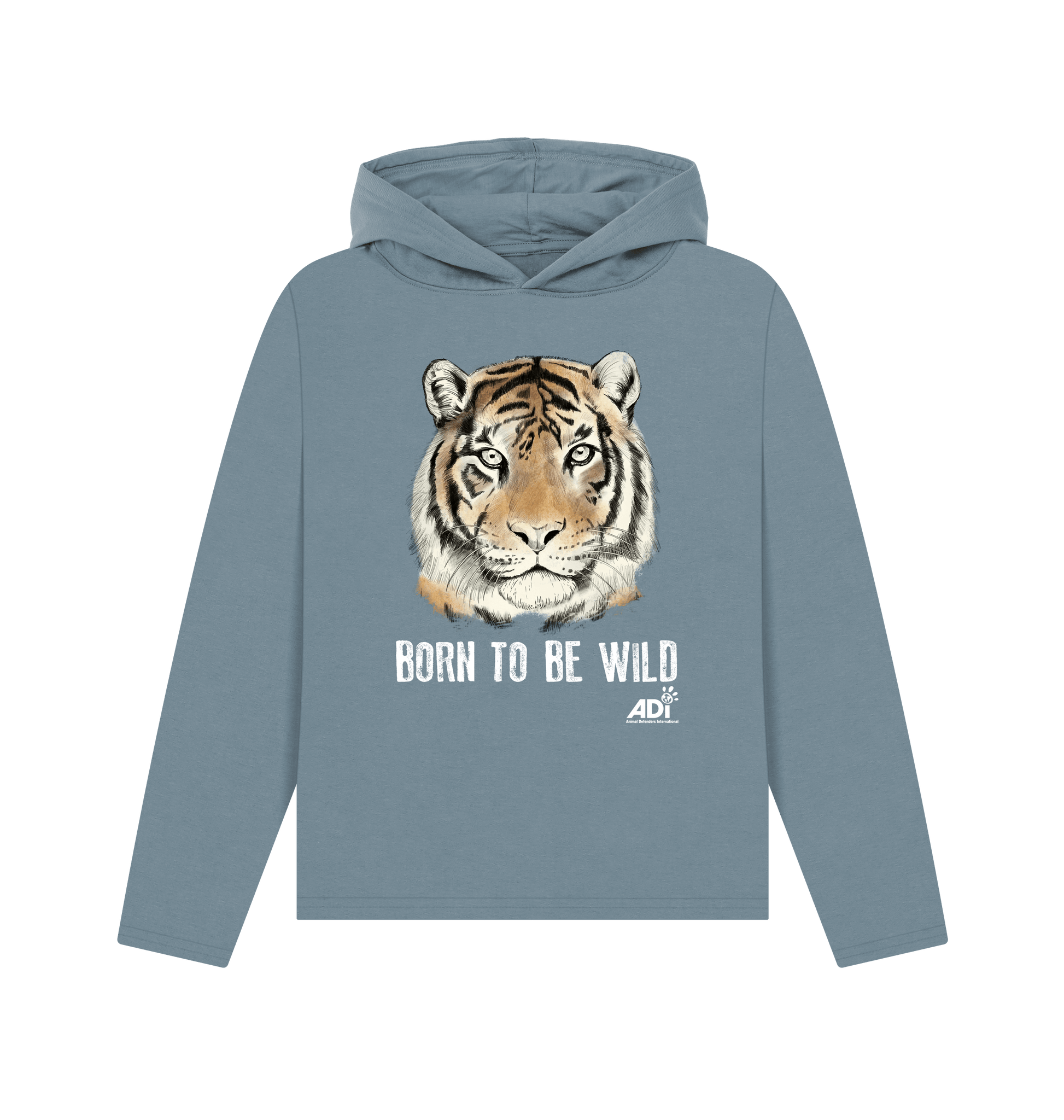 Stone Blue Printed Hoody Front