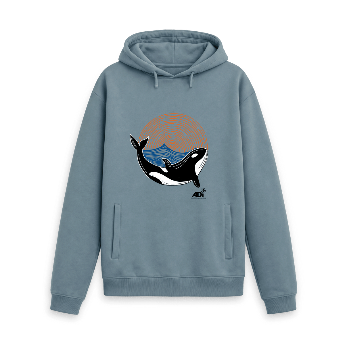 Stone Blue Printed Hoody Front