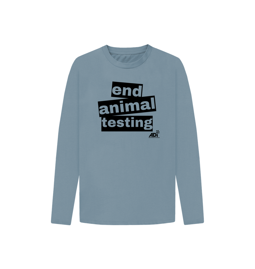 Stone Blue End Animal Testing Kids Long-Sleeved T-Shirt