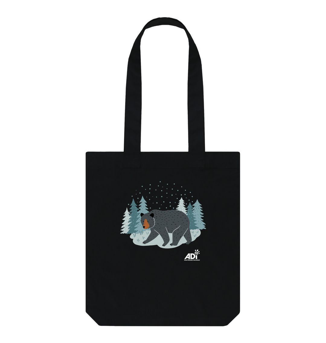 Black Winter Bear Tote Bag
