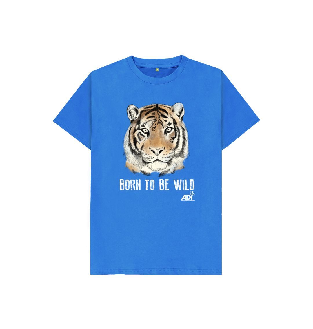 Bright Blue Born To Be Wild Dark Kids T-shirt