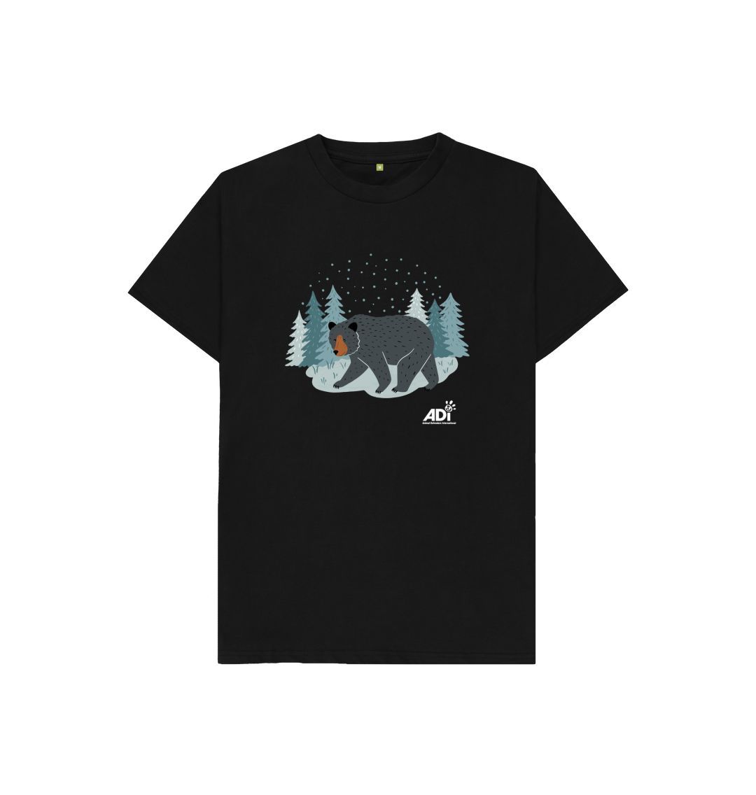 Black Winter Bear Kids T-shirt