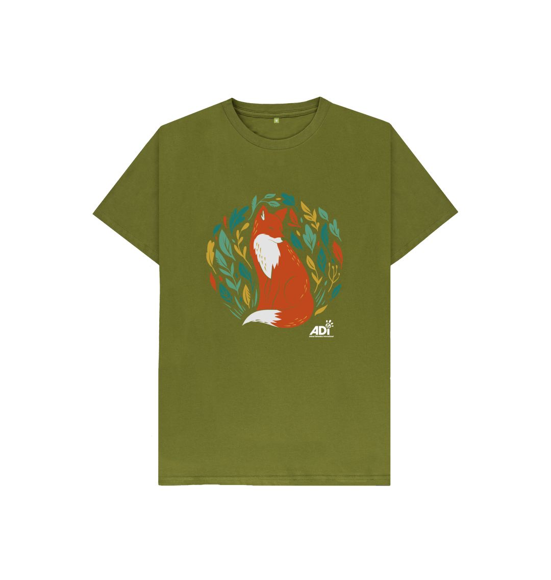 Moss Green Autumn Fox Kids T-shirt