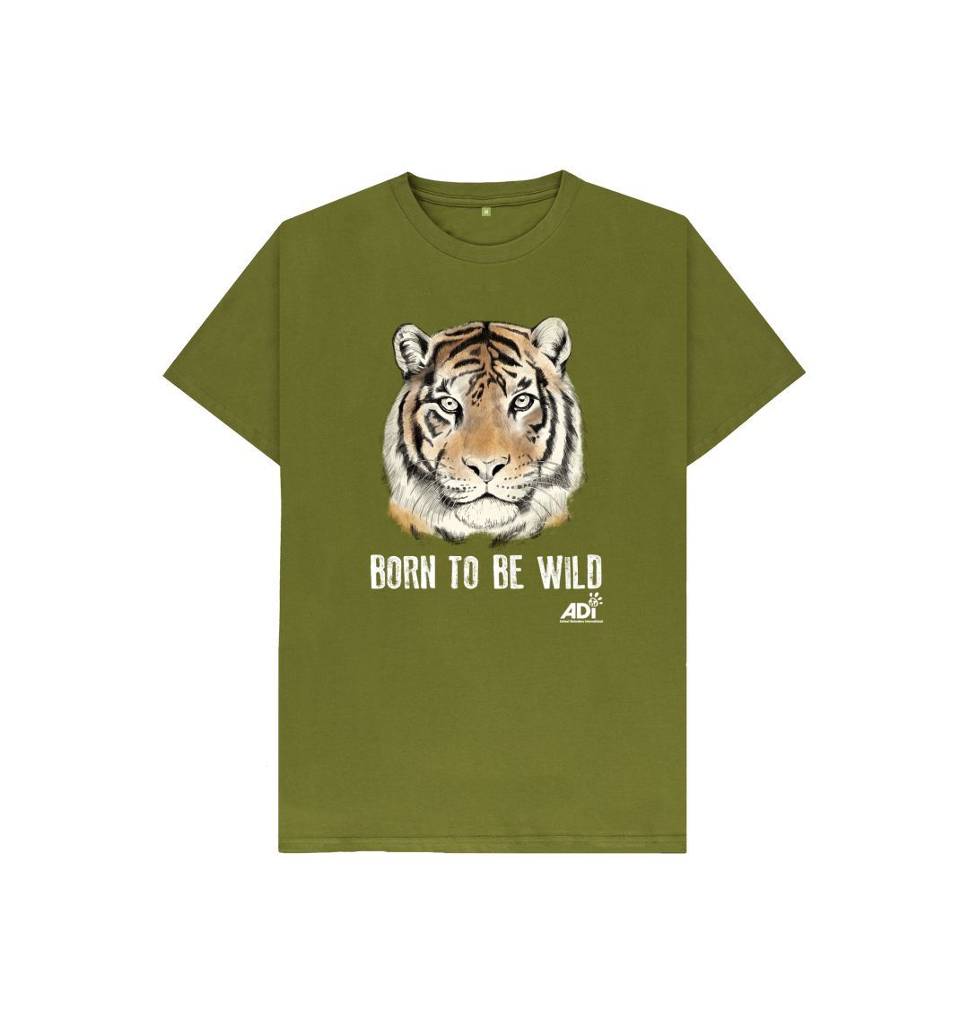 Moss Green Born To Be Wild Dark Kids T-shirt