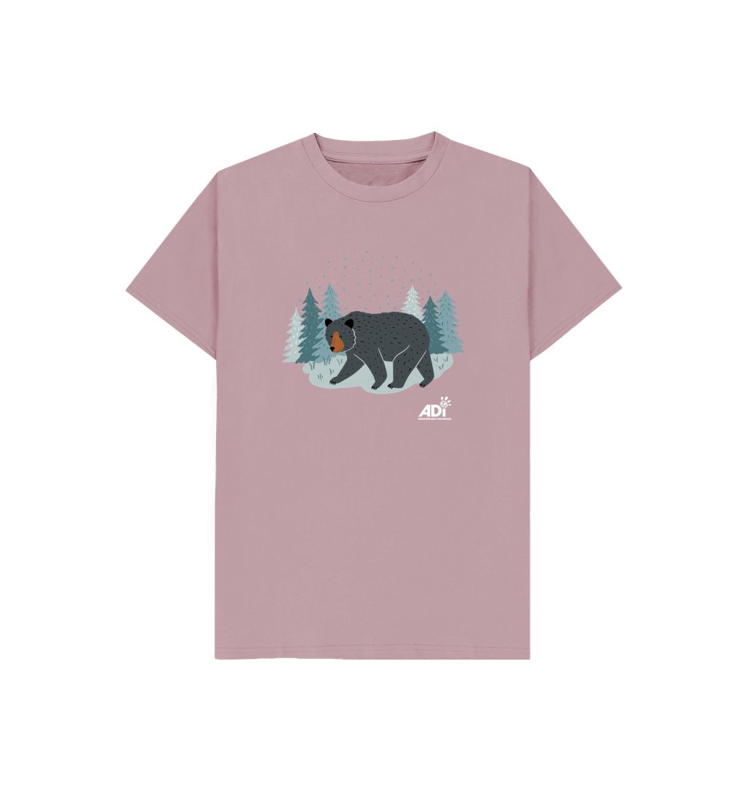 Mauve Winter Bear Kids T-shirt
