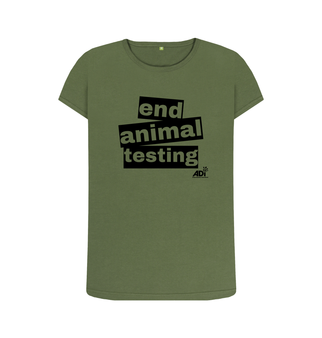 Khaki end animal testing women's crewneck t-shirt