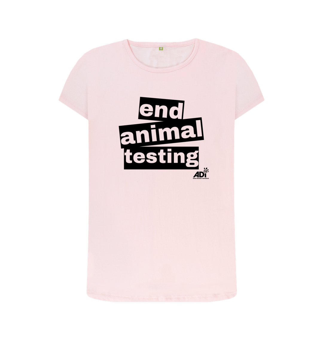 Pink end animal testing women's crewneck t-shirt
