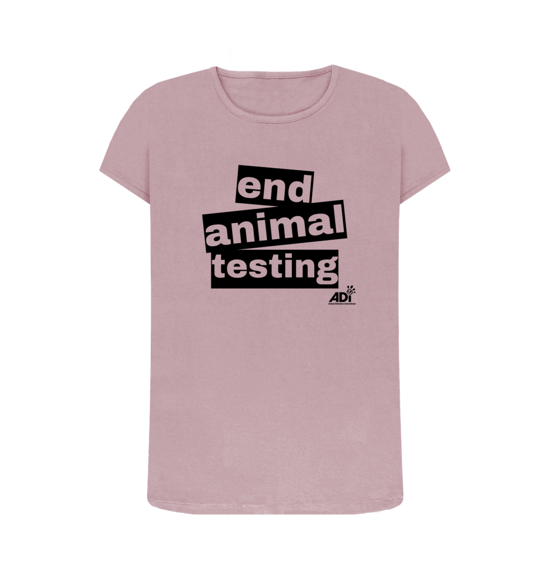 Mauve end animal testing women's crewneck t-shirt