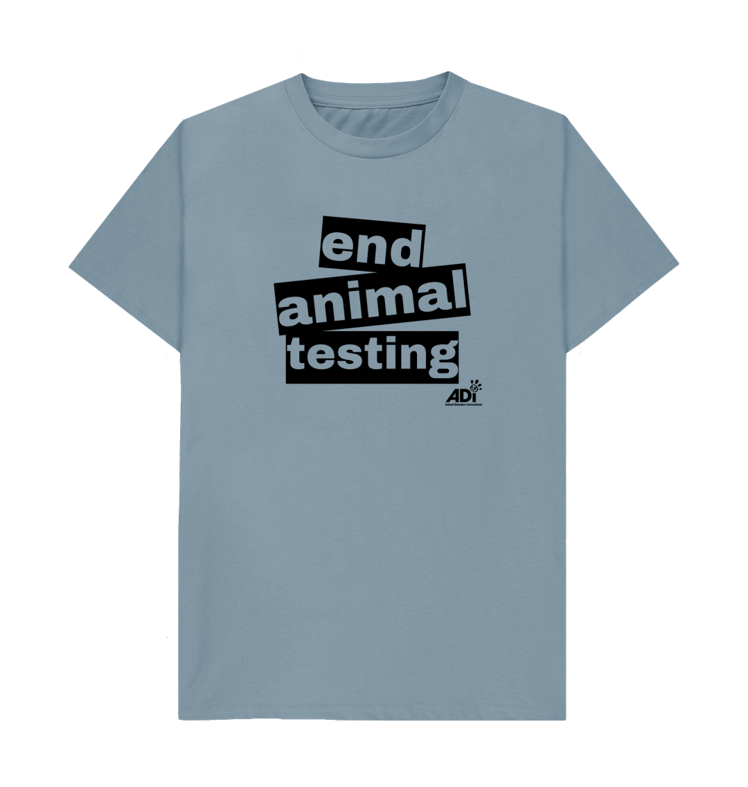 Stone Blue end animal testing men's T
