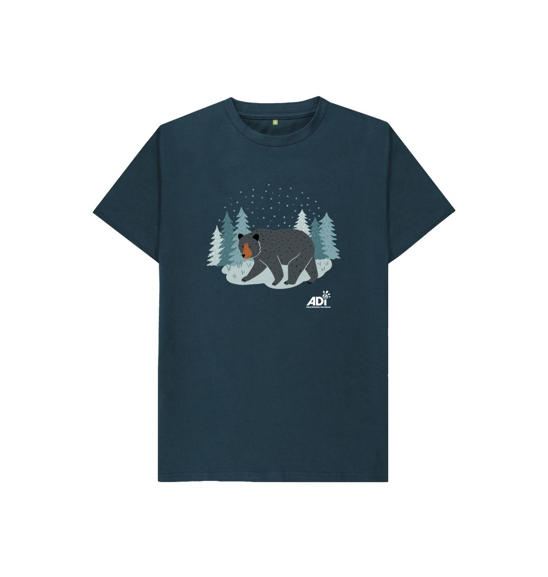 Denim Blue Winter Bear Kids T-shirt